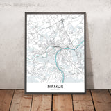 Moderne Stadtkarte von Namur, Belgien: Zitadelle, Kathedrale, Saint Aubain, Saint Loup, Saint Jean-Baptiste 