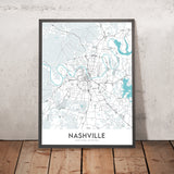Plan de la ville moderne de Nashville, Tennessee : centre-ville, centre-ville musical, Vanderbilt, Germantown, Shelby Park