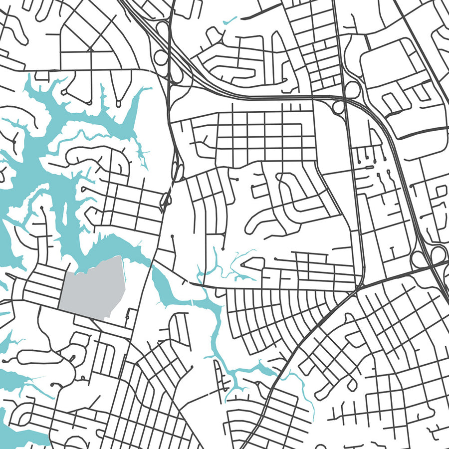 Modern City Map of Norfolk, VA: Ghent, Chrysler Museum, Nauticus, Norfolk Botanical Garden, I-264