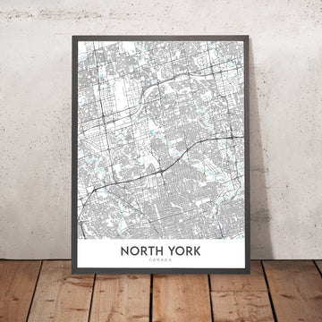 Plan de la ville moderne de North York, Canada : Don Mills, Casa Loma, autoroute 401, rue Yonge, centre civique de North York