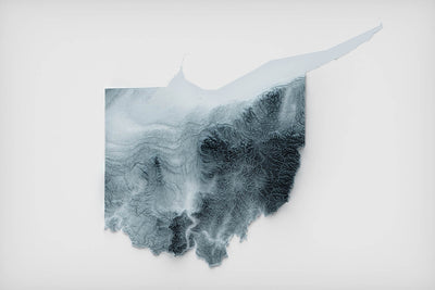 Ohio Topografische 3D-Reliefkarte 
