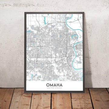Mapa de la ciudad moderna de Omaha, NE: Benson, Universidad de Creighton, Dundee, Zoológico Henry Doorly, Museo de Arte Joslyn