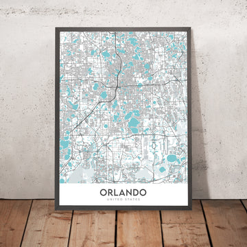Modern City Map of Orlando, FL: College Park, Lake Eola Park, Leu Gardens, I-4, SR 408