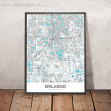 Plan de la ville moderne d'Orlando, Floride : College Park, Lake Eola Park, Leu Gardens, I-4, SR 408
