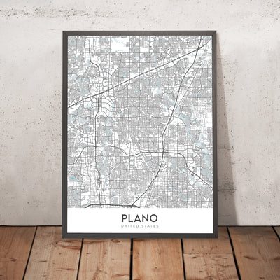 Mapa moderno de la ciudad de Plano, TX: centro, Legacy West, Arbor Hills, Preston Rd, Dallas N Tollway