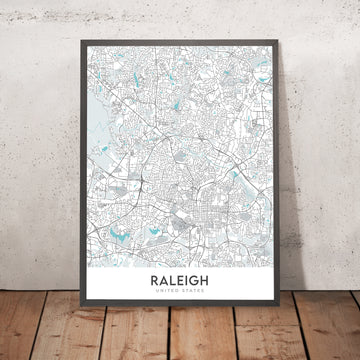 Modern City Map of Raleigh, NC: Downtown, Museums, Parks, Stadiums