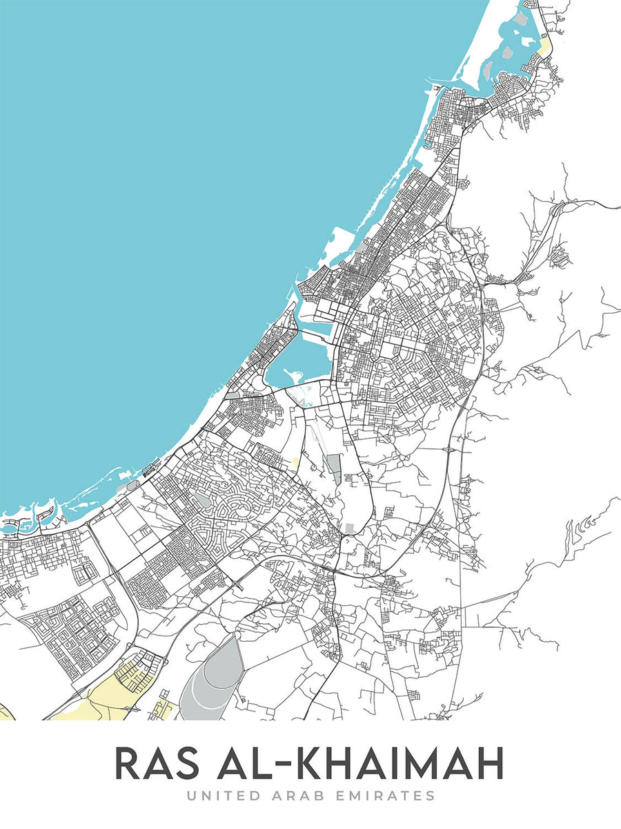 Plan de la ville moderne de Ras Al Khamiah, Émirats arabes unis : corniche d&