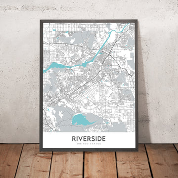 Moderne Stadtkarte von Riverside, CA: Arlington, Innenstadt, La Sierra, Riverside Art Museum, Universität von Kalifornien 
