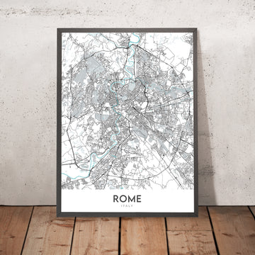 Mappa moderna della città di Roma, Italia: Colosseo, Pantheon, Foro Romano, Fontana di Trevi, Città del Vaticano 