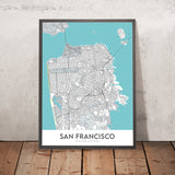Plan de la ville moderne de San Francisco, Californie : Golden Gate Bridge, Fisherman's Wharf, Alcatraz, Chinatown, Presidio