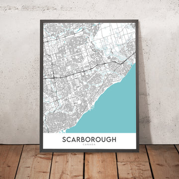 Mappa moderna della città di Scarborough, Canada: scogliere, zoo, centro città 