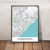 Plan de la ville moderne de Scarborough, Canada : falaises, zoo et centre-ville