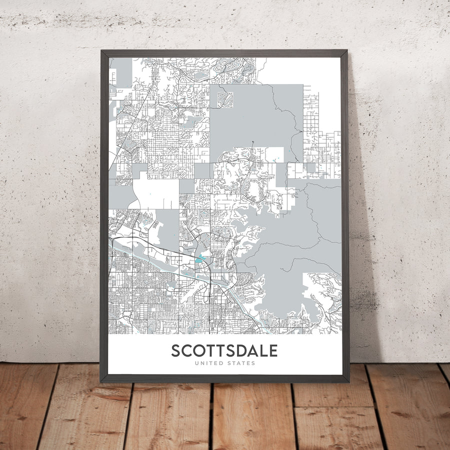 Modern City Map of Scottsdale, AZ: Downtown, Old Town, Scottsdale Stadium, Scottsdale Fashion Square, Loop 101