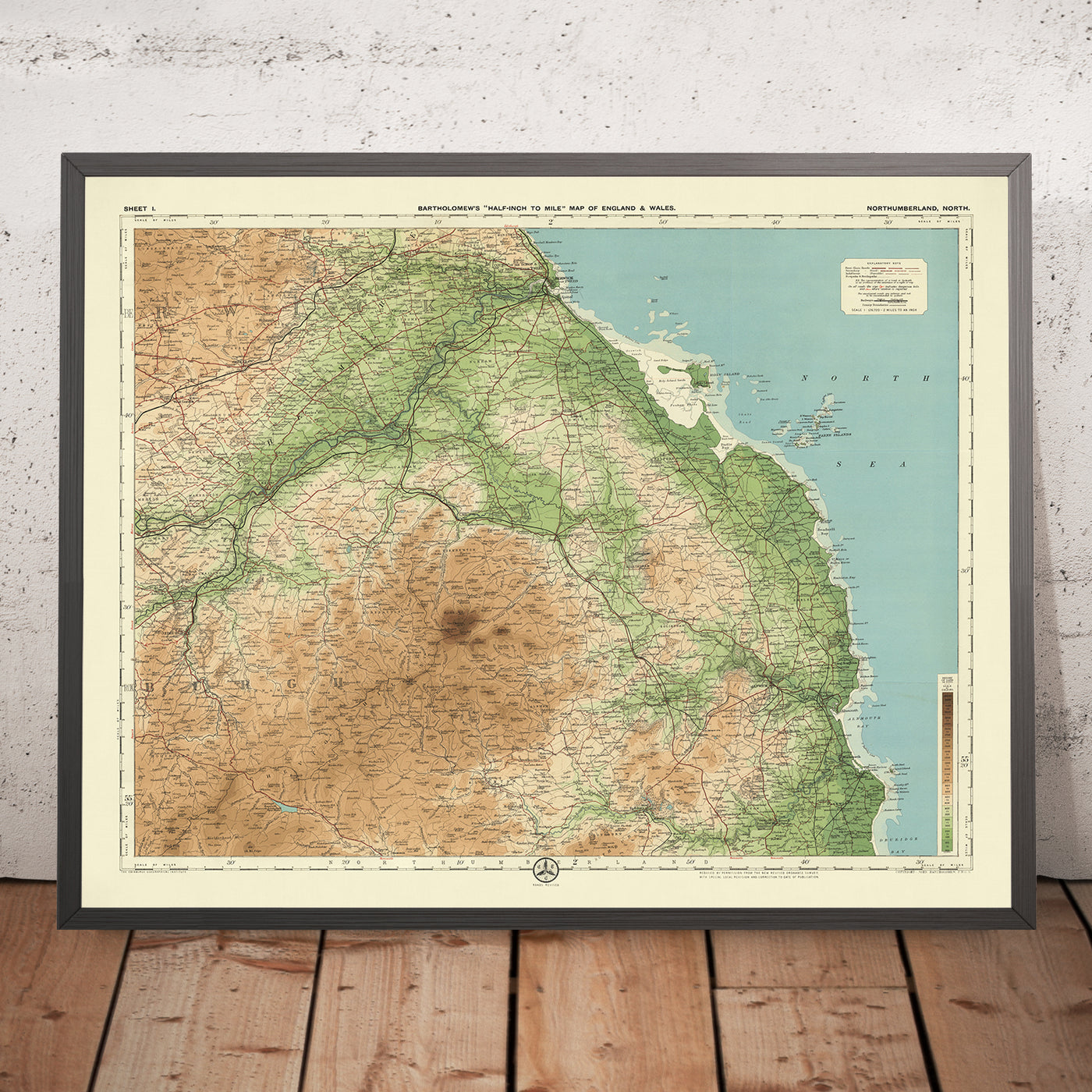 Alte OS-Karte von Northumberland – Norden von Bartholomew, 1901: Alnwick, Berwick, Cheviot Hills, Tweed, Hadrianswall, Lindisfarne