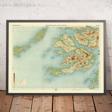 Ancienne carte OS de Mull, Argyll par Bartholomew, 1901 : Tobermory, Ben More, château de Duart, Loch na Keal, abbaye d&