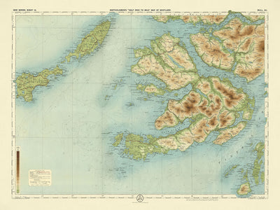 Alte OS-Karte von Mull, Argyll von Bartholomew, 1901: Tobermory, Ben More, Duart Castle, Loch na Keal, Iona Abbey, Sound of Mull
