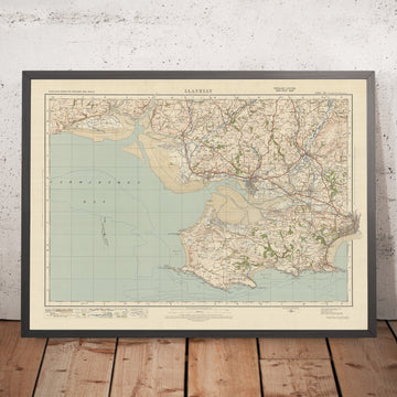 Mapa de estudio de artillería antigua, hoja 100 - Llanelly, 1925: Swansea, Mumbles, Burry Port, Kidwelly, Gower AONB