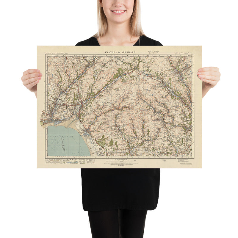 Old Ordnance Survey Map, Blatt 101 – Swansea & Aberdare, 1925: Merthyr Tydfil, Neath, Port Talbot, Pontypridd
