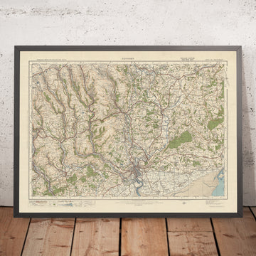 Carte Old Ordnance Survey, feuille 102 - Newport, 1925 : Cwmbran, Pontypool, Abertillery, Blackwood, Caerphilly