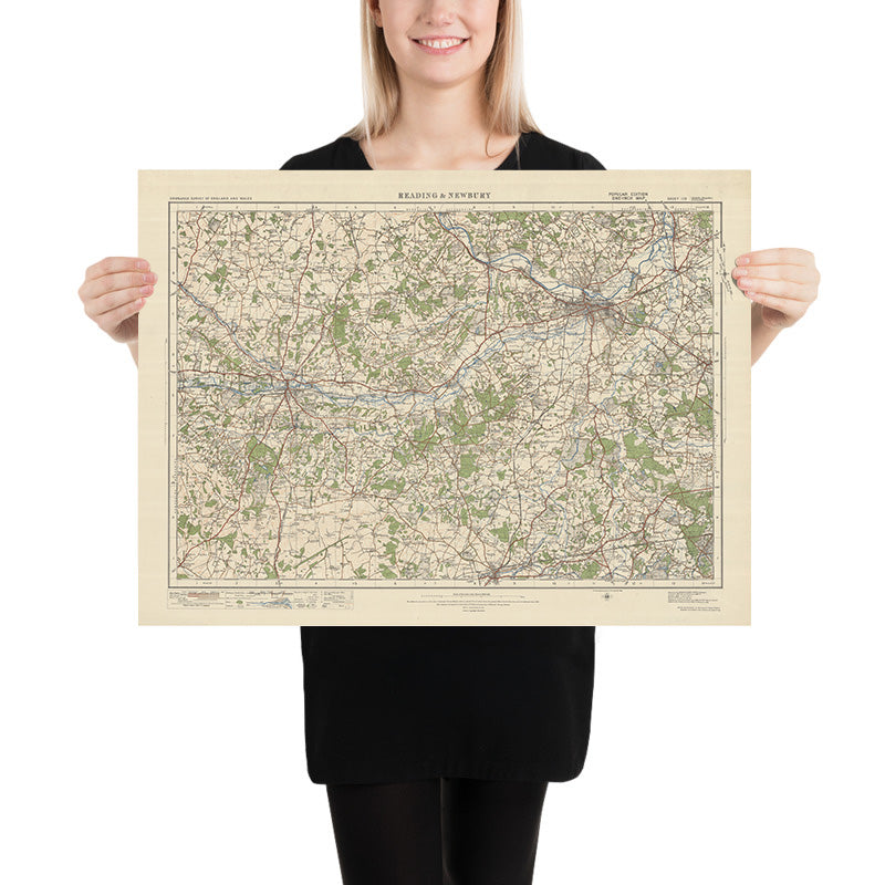 Mapa de Old Ordnance Survey, hoja 113 - Reading & Newbury, 1925: Wokingham, Basingstoke, Fleet, Kingsclere, Tadley