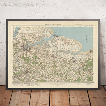Carte Old Ordnance Survey, feuille 116 - Chatham & Maidstone, 1925 : Sheerness, Whitstable, Faversham, Rochester, île de Sheppey
