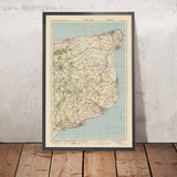 Mappa del vecchio Ordnance Survey, Foglio 117 - Kent Orientale, 1925: Canterbury, Dover, Folkestone, Broadstairs, Kent Downs AONB 
