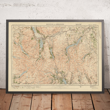 Alte Ordnance Survey-Karte, Blatt 12 - Keswick & Ambleside, 1925: Buttermere, Lake Windermere, Derwent Water, Ullswater, Lake District 