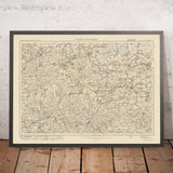Alte Ordnance Survey-Karte, Blatt 129 - Chard & Axminster, 1925: Honiton, Crewkerne, Ilminster, Wellington, Blackdown Hills AONB 