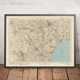 Vecchia mappa dell'Ordnance Survey, foglio 138 - Dartmoor e Exeter, 1925: Exmouth, Teignmouth, Dawlish, Newton Abbot, Budleigh Salterton 