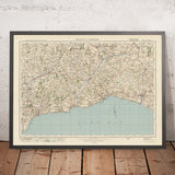 Vecchia mappa dell'Ordnance Survey, Foglio 139 - Sidmouth e Bridport, 1925: Seaton, Honiton, Lyme Regis, Axminster, AONB dell'East Devon 