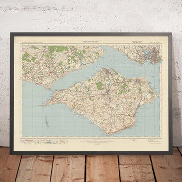 Antiguo mapa Ordnance Survey, hoja 142 - Isla de Wight, 1919-1926: Portsmouth, Newport, Ryde, Cowes, Gosport, Castillo de Carisbrooke, The Needles, Osborne House