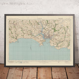 Mapa antiguo del Ordnance Survey, hoja 144 - Plymouth, 1919-1926: Saltash, Liskeard, Torpoint y Callington, con el Parque Nacional de Dartmoor, el río Tamar y el puente Royal Albert.
