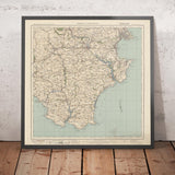 Mapa antiguo del Ordnance Survey, hoja 145 - Torquay y Dartmouth, 1919-1926: Paignton, Totnes, Brixham, Parque Nacional de Dartmoor, Río Dart y Start Bay