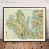 Old OS Map of Isle of Skye by Bartholomew, 1901: Portree, Cuillin Hills, Loch Snizort, Dunvegan Castle, Raasay, The Storr