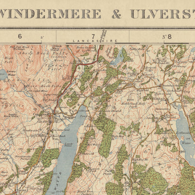 Mappa dell'Old Ordnance Survey, Foglio 19 - Windermere e Ulverston, 1925: Dalton-in-Furness, Millom, Grange-over-Sands, Kendal e Parco Nazionale del Lake District 