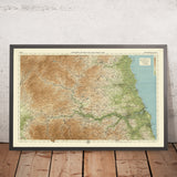 Mapa antiguo del OS de Northumberland - Sur por Bartholomew, 1901: Newcastle, Sunderland, Tyne, Parque Nacional, Muro de Adriano, Mar del Norte 