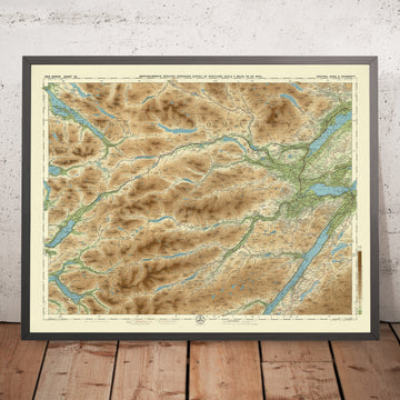 Antiguo mapa OS de Central Ross y Cromarty, Escocia por Bartholomew, 1901: Dingwall, Ullapool, Loch Maree, Ben Wyvis, río Conon, montañas Fannich