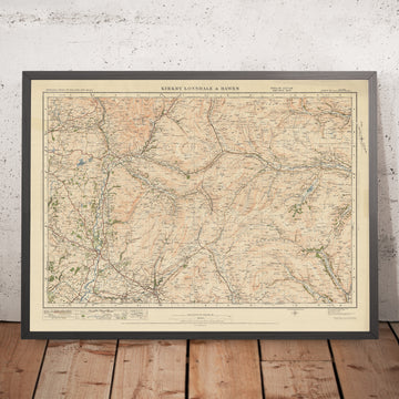Mappa del vecchio Ordnance Survey, Foglio 20 - Kirkby Lonsdale e Hawes, 1925: Ingleton, Sedbergh, Askrigg, Parco Nazionale delle Yorkshire Dales 