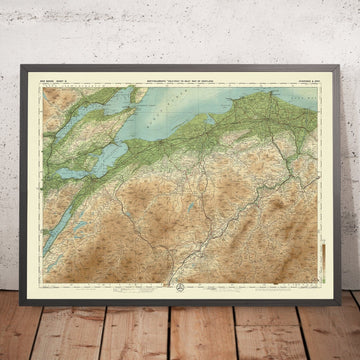 Mappa antica del sistema operativo di Inverness e Spey, Highlands scozzesi di Bartholomew, 1901: Inverness, Loch Ness, Cairngorms, Culloden, Moray Firth 