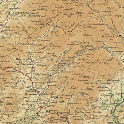 Ancienne carte OS de Carmarthen, Pays de Galles par Bartholomew, 1901 : Llanelli, Brecon Beacons, River Towy, Cardigan Bay, Black Mountain, Llyn y Fan Fach
