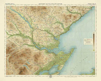 Antiguo mapa OS de Dornoch, Lairg, Sutherland por Bartholomew, 1901: Loch Shin, Dornoch Firth, Ben More Assynt