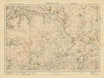 Mapa antiguo de Ordnance Survey, Hoja 25 - Ribblesdale, 1925: Settle, Bentham, Barnoldswick, Bosque de Bowland AONB, Parque Nacional de Yorkshire Dales