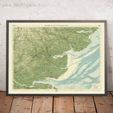 Old OS Map of Essex by Bartholomew, 1901: Chelmsford, Colchester, River Thames, Epping Forest, Tilbury Fort, Thames Estuary