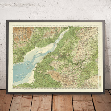 Vecchia mappa OS di Bath e Bristol, Somerset di Bartholomew, 1901: Colline Mendip, Cardiff, Gola di Cheddar 