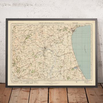 Alte Ordnance Survey-Karte, Blatt 28 - Gt Driffield & Bridlington, 1925: Hornsea, Nafferton, Skipsea, Market Weighton, Hutton Cranswick 