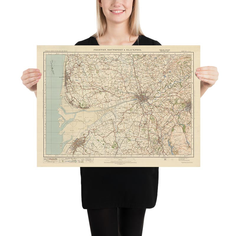 Old Ordnance Survey Map, Sheet 29 - "Preston, Southport & Blackpool", 1925: Blackburn, Chorley, Kirkham, Lytham St Annes and Ribble and Alt Estuaries