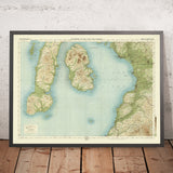 Old OS Map of Kintyre, Isle of Arran & Lower Clyde by Bartholomew, 1901: Mull, Brodick, Goat Fell, River Clyde, Campbeltown