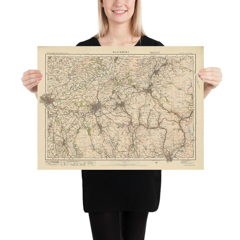 Mappa del vecchio Ordnance Survey, Foglio 30 - Blackburn, 1925: Preston, Burnley, Clitheroe, Accrington, Chorley 
