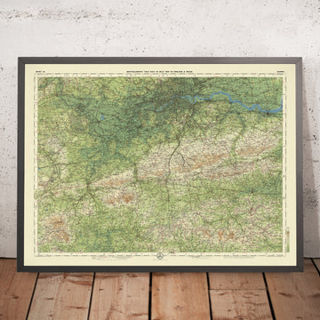 Mappa antica della contea di Surrey di Bartholomew, 1901: Londra, Tamigi, Parco di Richmond, North Downs, Epsom 