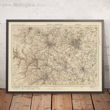 Mapa antiguo de Ordnance Survey, hoja 31 - Leeds & Bradford, 1925: Halifax, Huddersfield, Wakefield, Dewsbury, Keighley